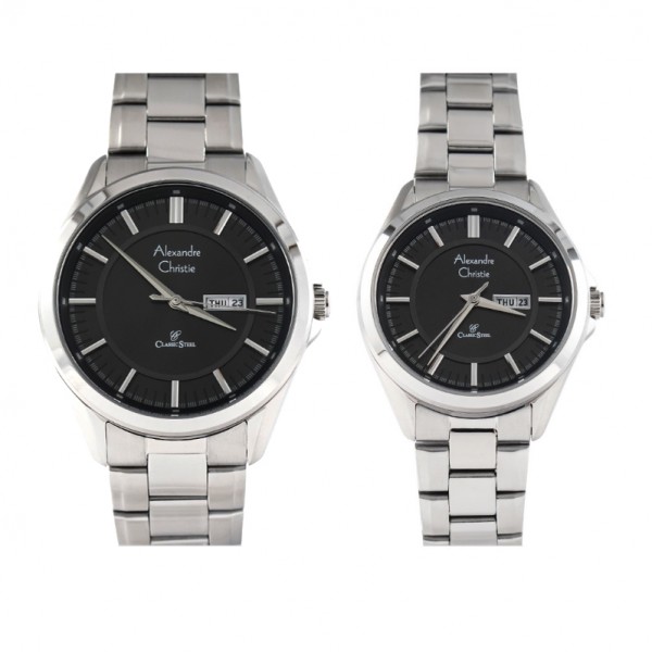 Alexandre Christie AC 8675 Silver Black Couple